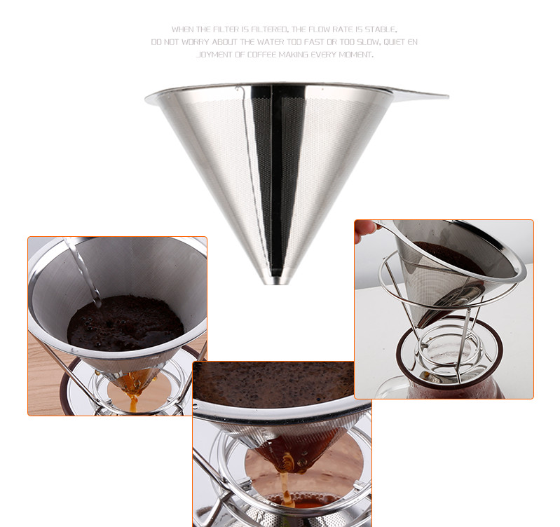 Dụng cụ pha drip coffee inox không cần giấy lọc - Phểu lọc inox