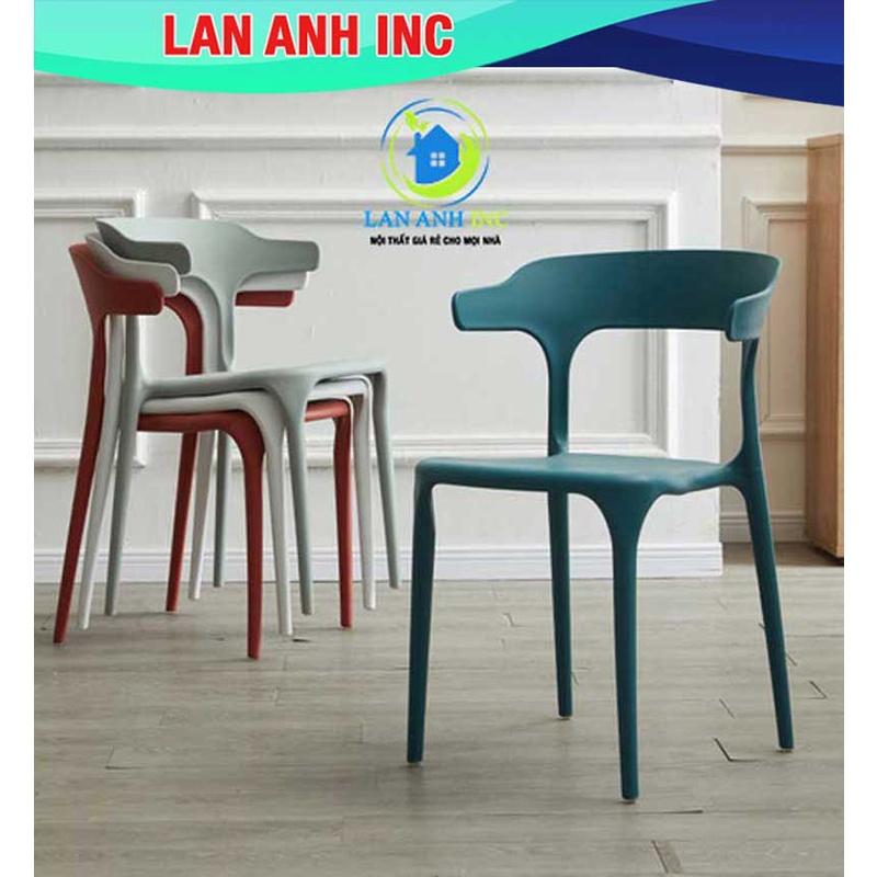 Ghế nhựa cafe văn phòng bàn ăn đúc nguyên khối tựa lưng cao xếp chồng giá rẻ LAD31
