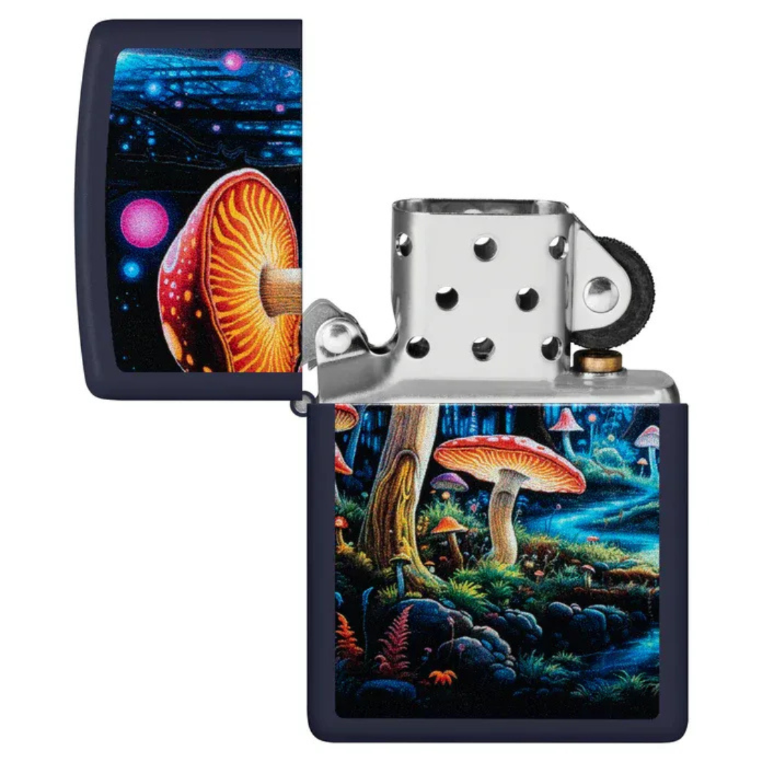 Bật Lửa Zippo Black Light Mushroom Design 46947  - Thiết Kế Rừng Nấm Phát Sáng UV - Hàng Chính Hãng Mỹ