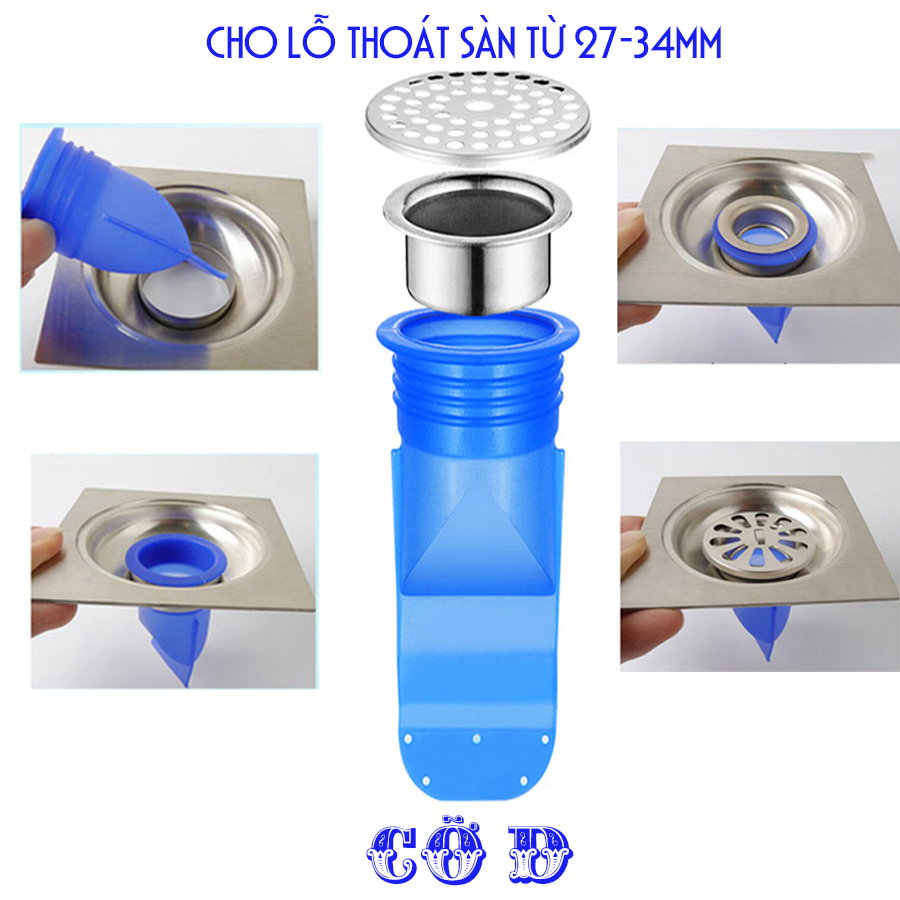 Silicone  thoát sàn chống mùi, ngăn côn trùng vi khuẩn chui lên lắp thoát sàn Nhà tắm, ống xả nước máy giặt, chậu rửa mặt - Phiên bản nâng cấp thế hệ 2 - Model S121