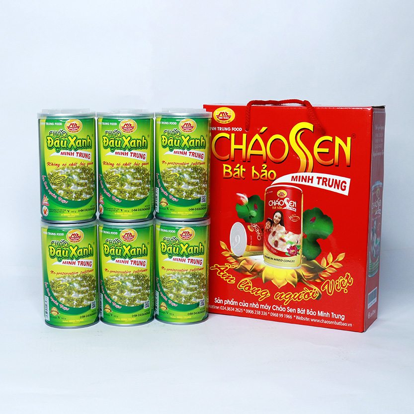 Cháo đậu xanh Minh Trung 365g (combo 12 lon - Cháo Đậu Xanh 12)