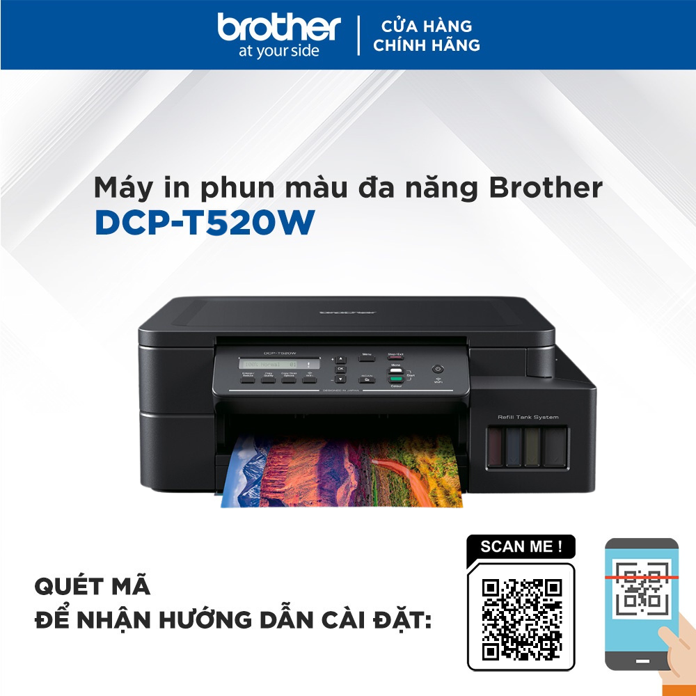 Máy In Phun Màu Đa Năng Brother Dcp - T520W - Hàng Chính Hãng