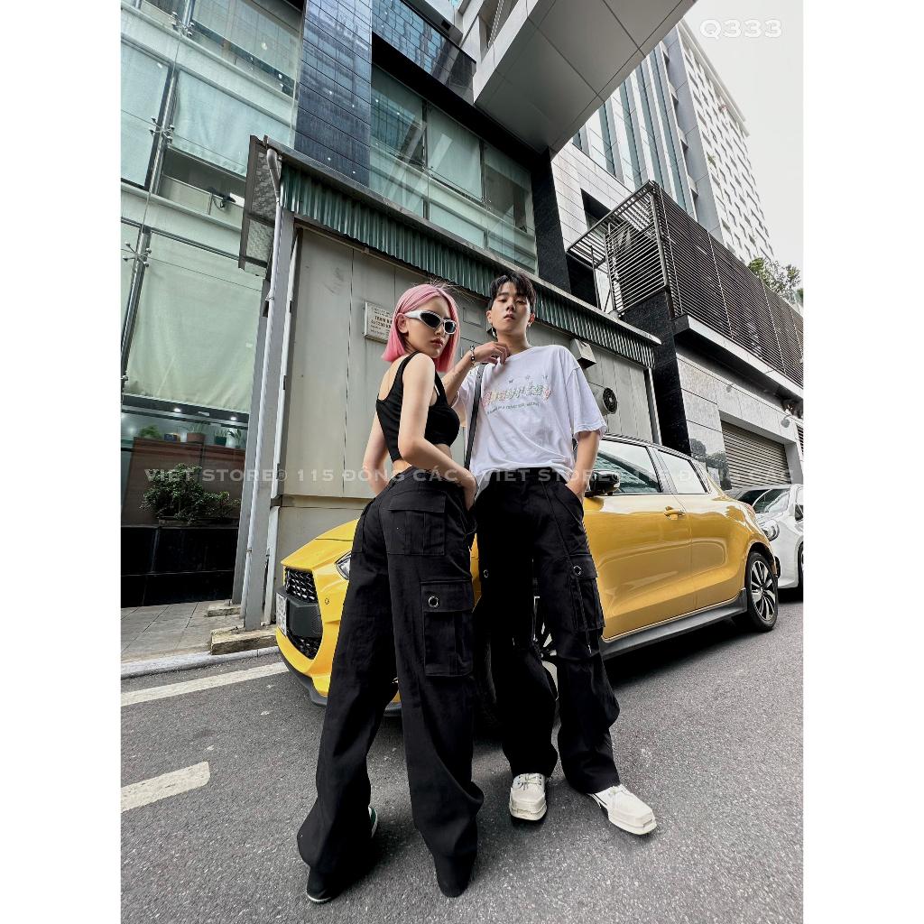Quần Kaki Cargo Pant Túi Hộp Ống Suông Richky Màu Đen Q333