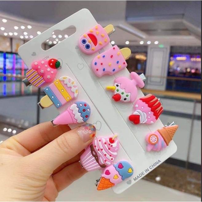 Bộ 10 kẹp tóc cho bé gái hoạt hình siêu xinh xắn