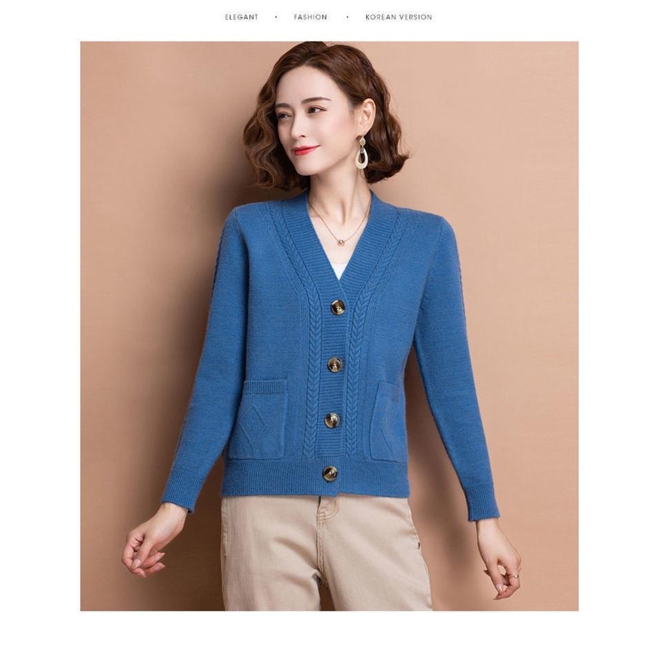 Áo khoác len cardigan nữ chất len dệt kim mềm mịn co giãn trẻ trung mùa thu đông mã VAA0462