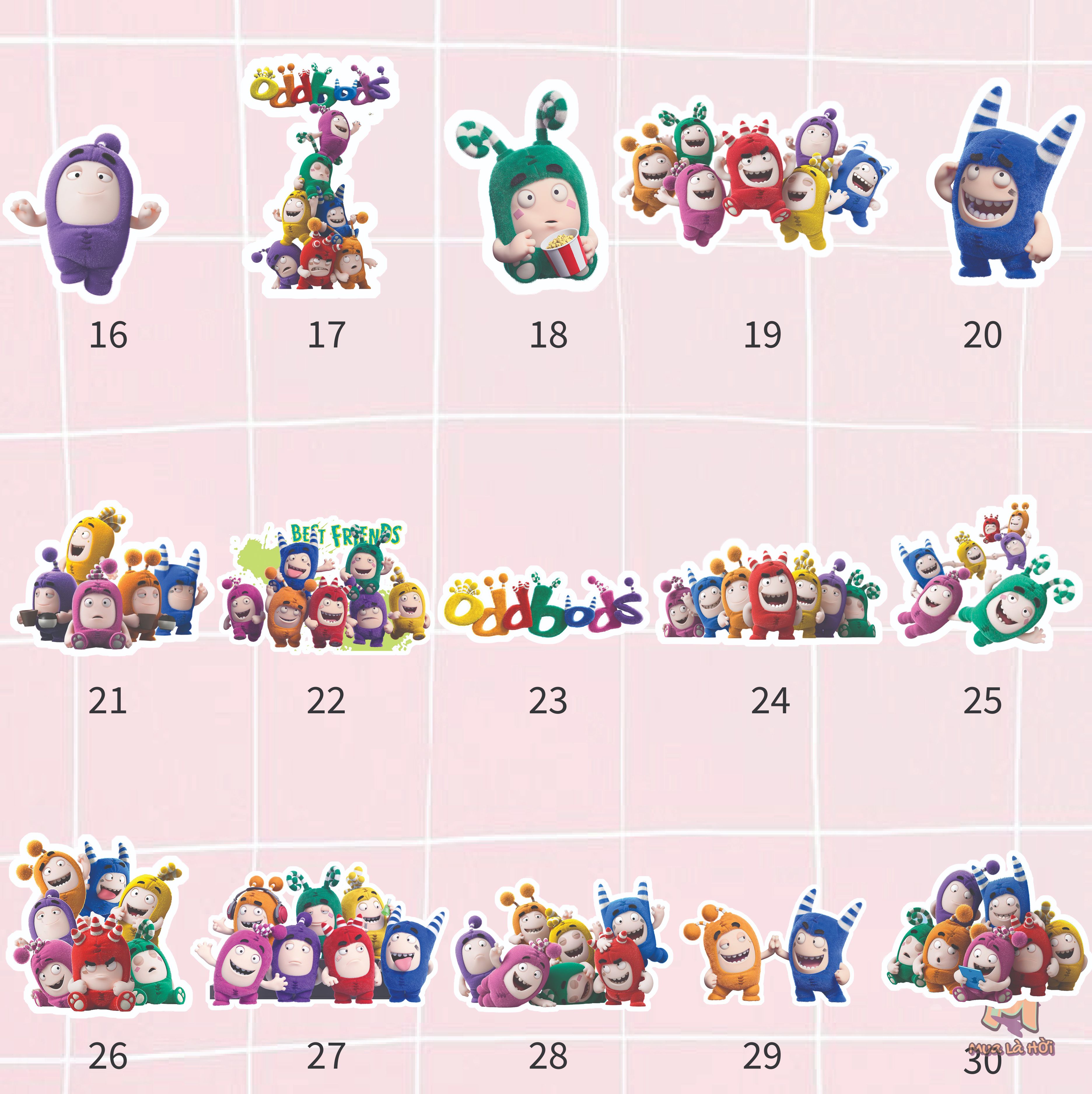 Miếng dán Stickers chủ đề Những người bạn kỳ lạ (Oddbods)