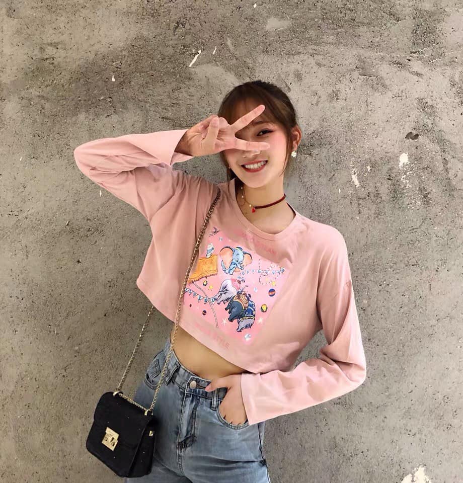 Áo thun croptop nữ tay dài