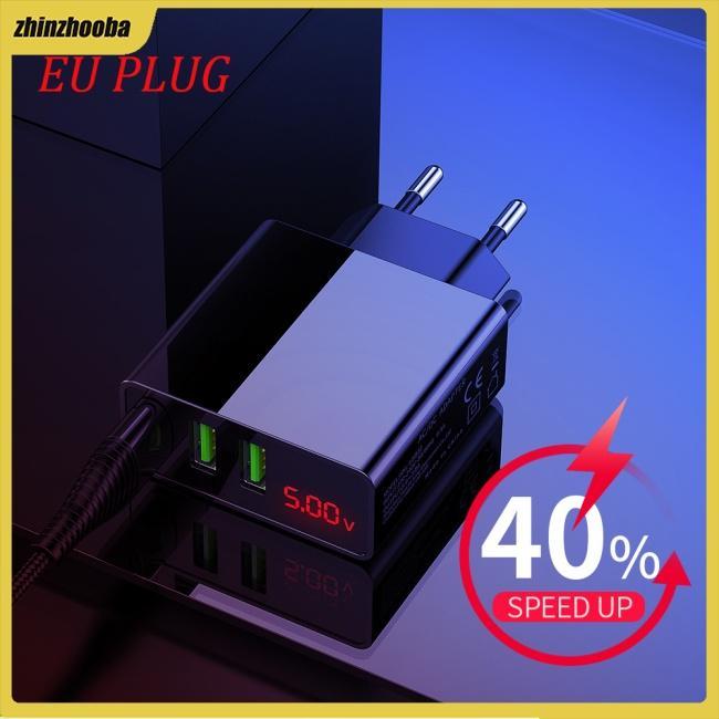 Fs Củ Sạc Nhanh 3 Cổng USB 3A Màn Hình LED Cho iPhone Samsung Xiaomi LG