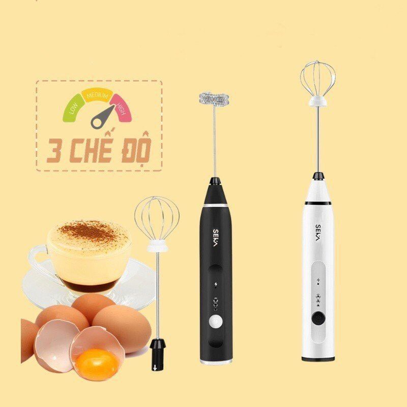 Máy Đánh Trứng Seka SK788, Que Tạo Bọt Cafe Mini Cầm Tay Không Dây 3 Cấp Độ - Hàng Chính Hãng