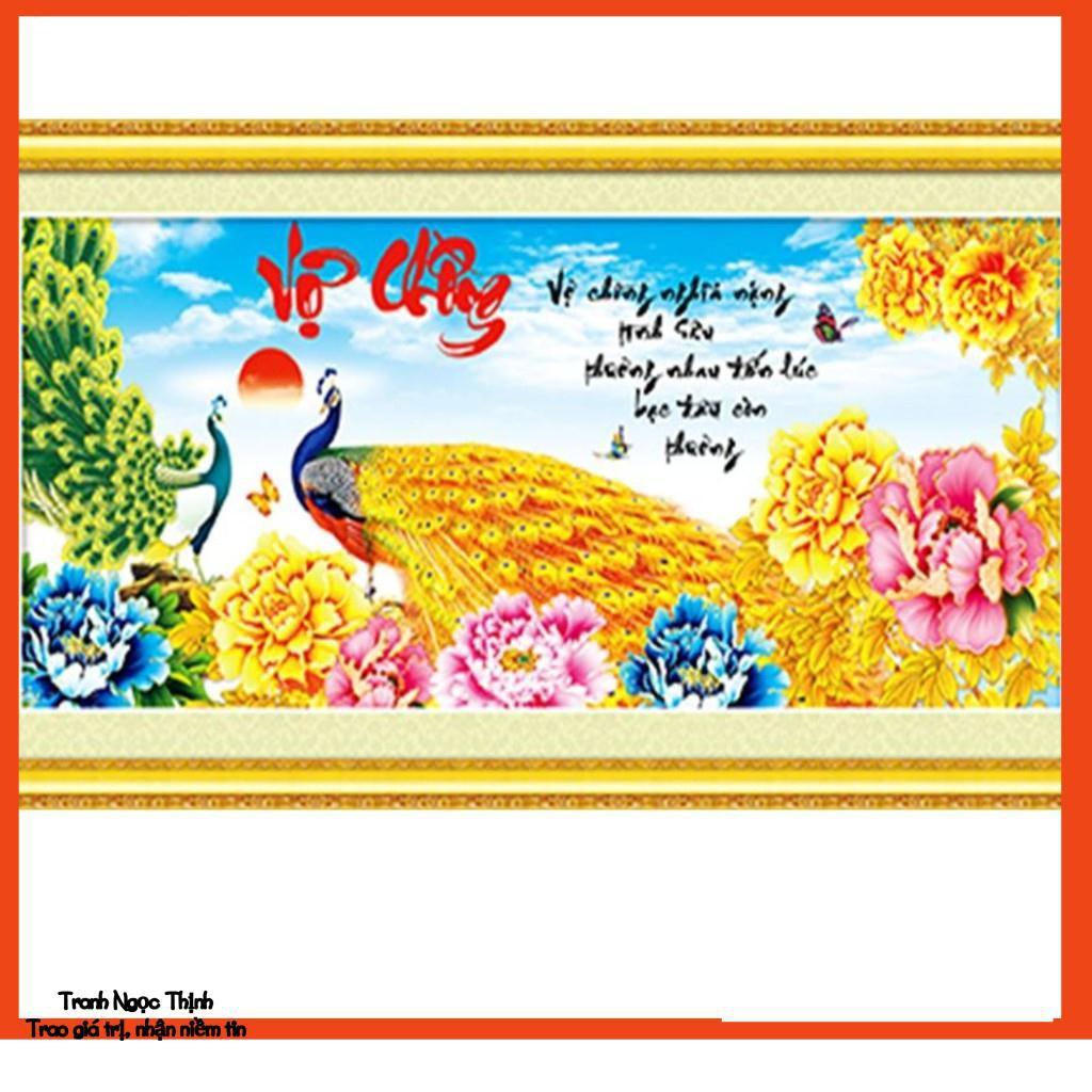 Rẻ vô địch-Tranh đính đá cao cấp Vợ chồng LV138- 106x50Cm