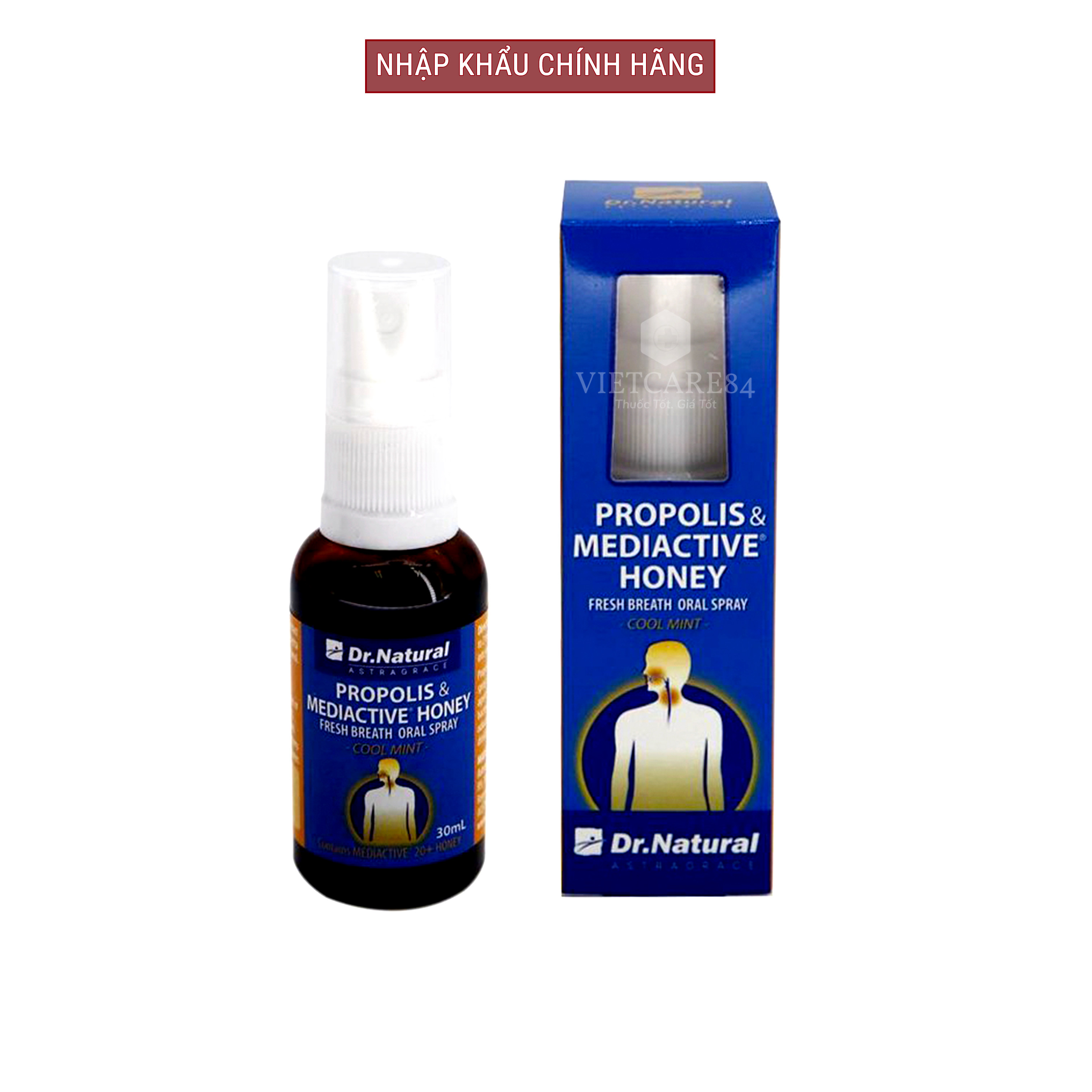 Keo ong xịt họng nhập khẩu chính hãng Úc PROPOLIS SPRAY (30 ml) giúp làm sạch khoang miệng, khử mùi hôi mang lại hơi thở thơm mát. Giúp ngăn ngừa vi khuẩn, ngăn ngừa viêm họng, đau rát họng