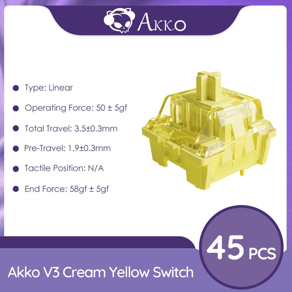 Akko V3/V3 Pro Màu Vàng Kem Công Tắc 3/5 Pin 50gf Thân POM Công Tắc Tuyến Tính Tương Thích Với Bàn Phím Cơ MX (45 Cái)