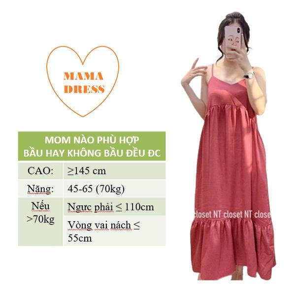 Đầm bầu hay dây Váy bầu sexy mặc nhà MAMA DRESS đi du lịch đi biển mùa hè mát lạnh dáng suông rộng cho cả mom k bầu V62