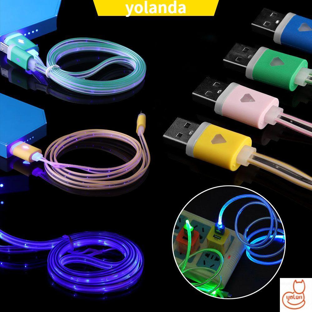 ☆YOLA☆ Glow Charger Cable Colorful Data Sync Micro USB New Charging Smart Phone Android LED Visible Light/Multicolor