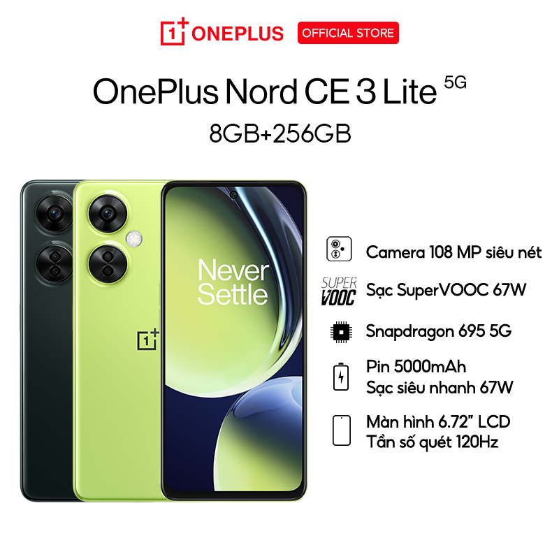 Điện Thoại OnePlus Nord CE 3 Lite | 6.72 Inch IPS LCD | 5000mAh | Snapdragon 695 5G | 8GB 256GB - Hàng Chính Hãng