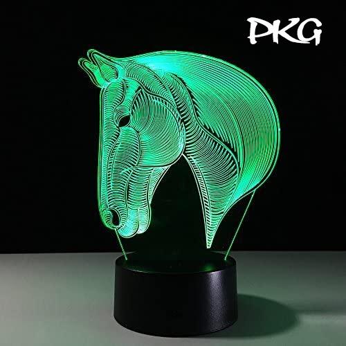 Đèn Ngủ Led 3D Hình CON NGỰA Quà Tặng Trang Trí cảm ứng có Điều khiển từ xa nháy sáng 16 màu