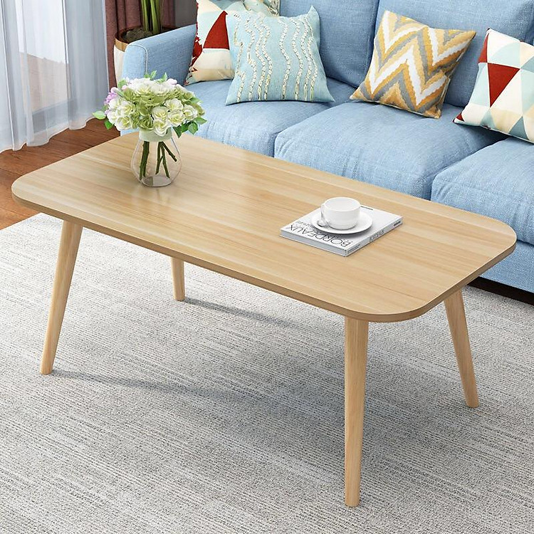 Bàn trà, bàn sofa hình chữ nhật vintage chân gỗ tự nhiên