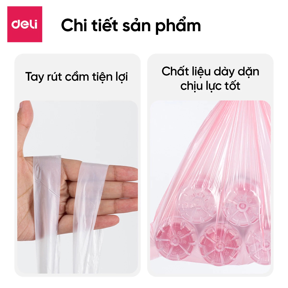 Cuộn 60 Túi Đựng Rác Dây Rút Hương DelixVusign Chống Côn Trùng Dày Dặn, Dai, Không Rò Rỉ Chống Rách cho thùng rác