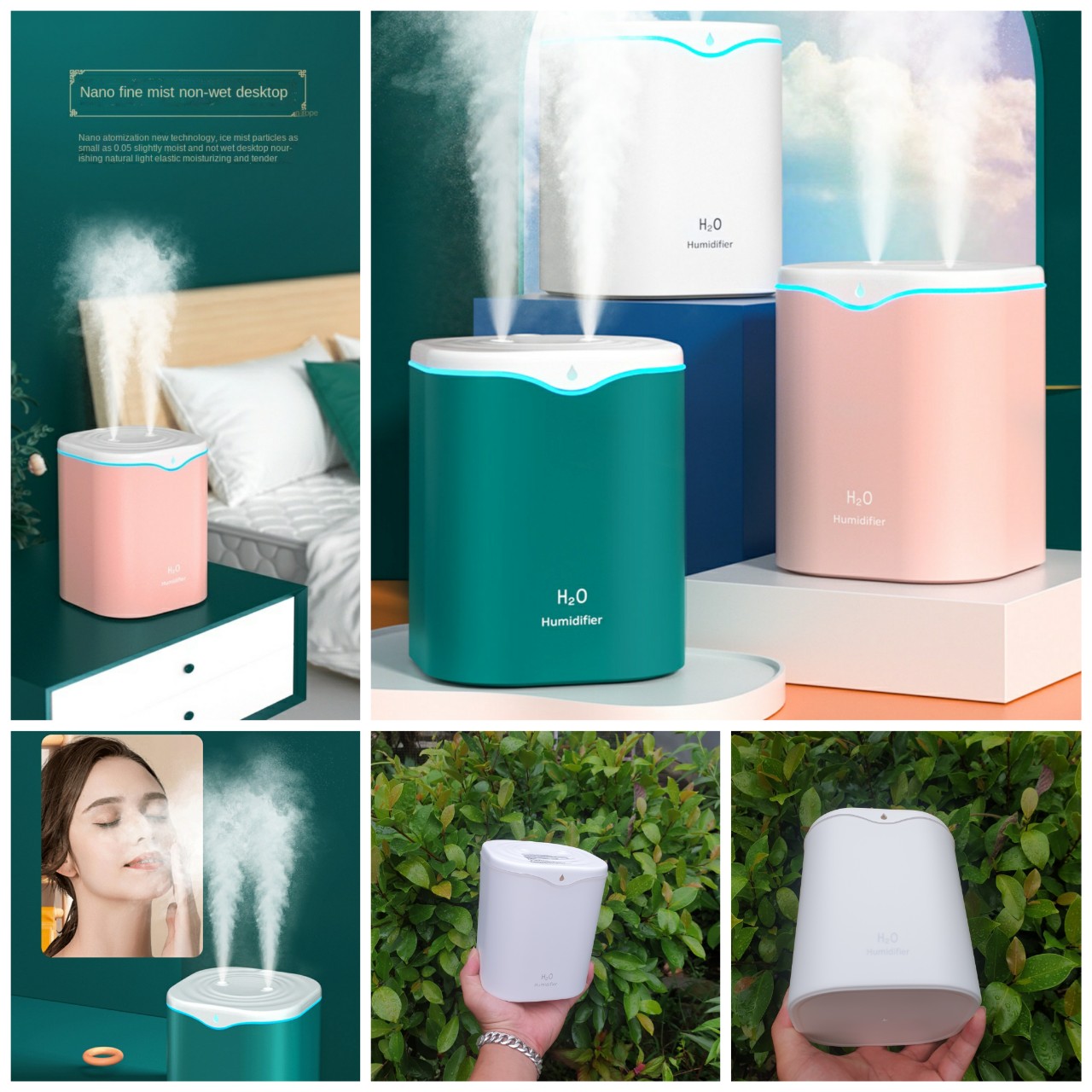 Máy phun sương tạo độ ẩm xong tinh dầu siêu mịn để bàn 2000Ml 2 chế độ phun tự tắt tự động bật/Tắt loại tốt