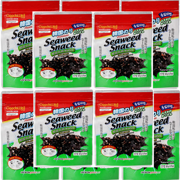 Combo 10 Gói - Rong Biển Hàn Quốc Sấy Khô Tẩm Gia Vị Trộn Cơm Ăn Liền Seaweed Snack 30gr & Vị Tép Thơm Ngon Giòn Bùi - Rong Biển Hổ Trợ Bổ Sung Chất Dinh Dưỡng và Tăng Sức Đề Kháng Cơ Thể
