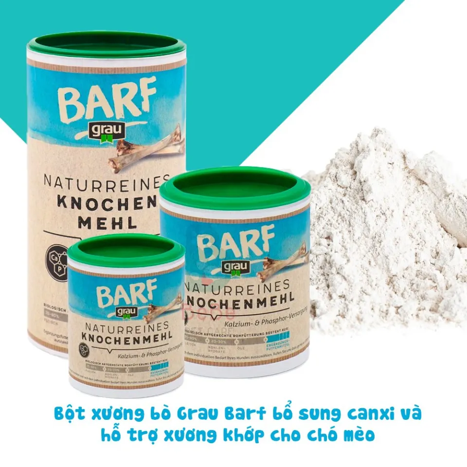 Bột GRAU BARF - Bột Canxi Nguyên Chất Từ Xương Bò Hỗ Trợ Xương Khớp Cho Chó Mèo