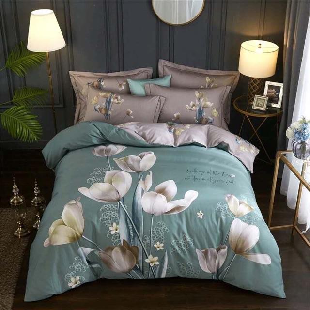 Set Cotton Ogranic Hàng Nhập Khẩu Cao Cấp 4 Món Hoa Khung Tuy Lip