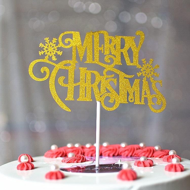 Que Cắm Trang Trí Bánh Kem Hình Chữ Merry Christmas