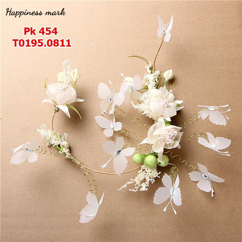 Cài tóc cô dâu hoa trái bướm trắng