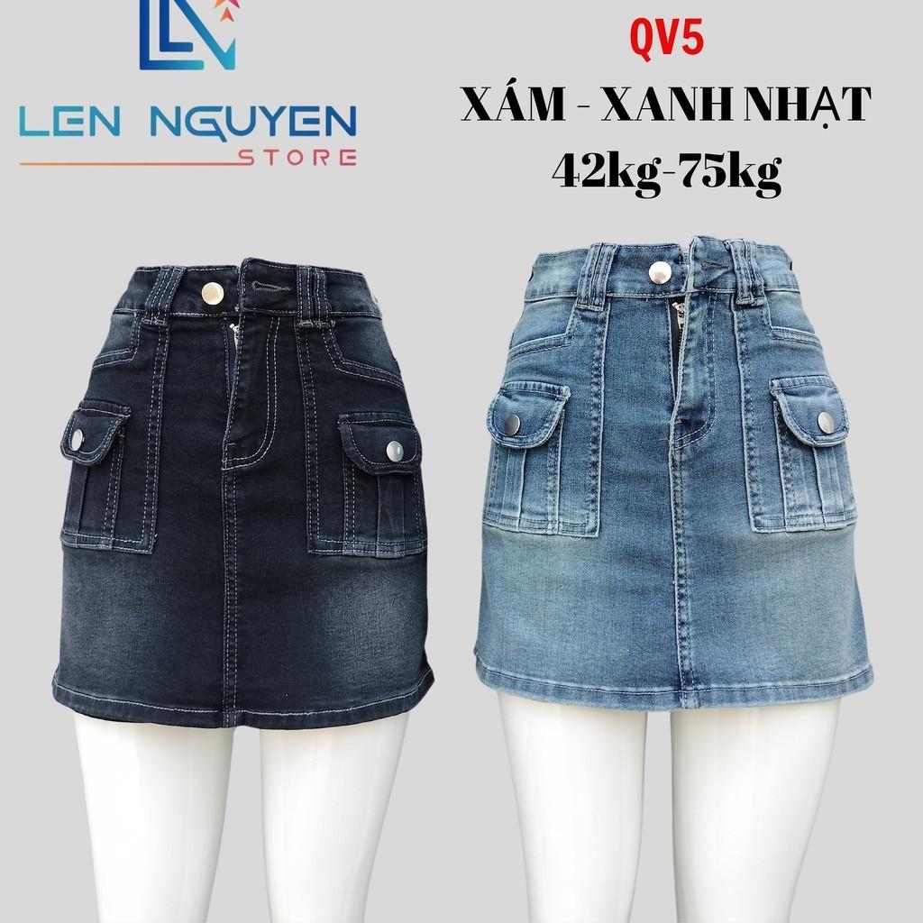 QV5_Quần jean nữ, quần váy, lưng cao, quần bò nữ dáng ôm, quần rin nữ có big size, cho 42kg đến 75kg,LEN NGUYEN STORE