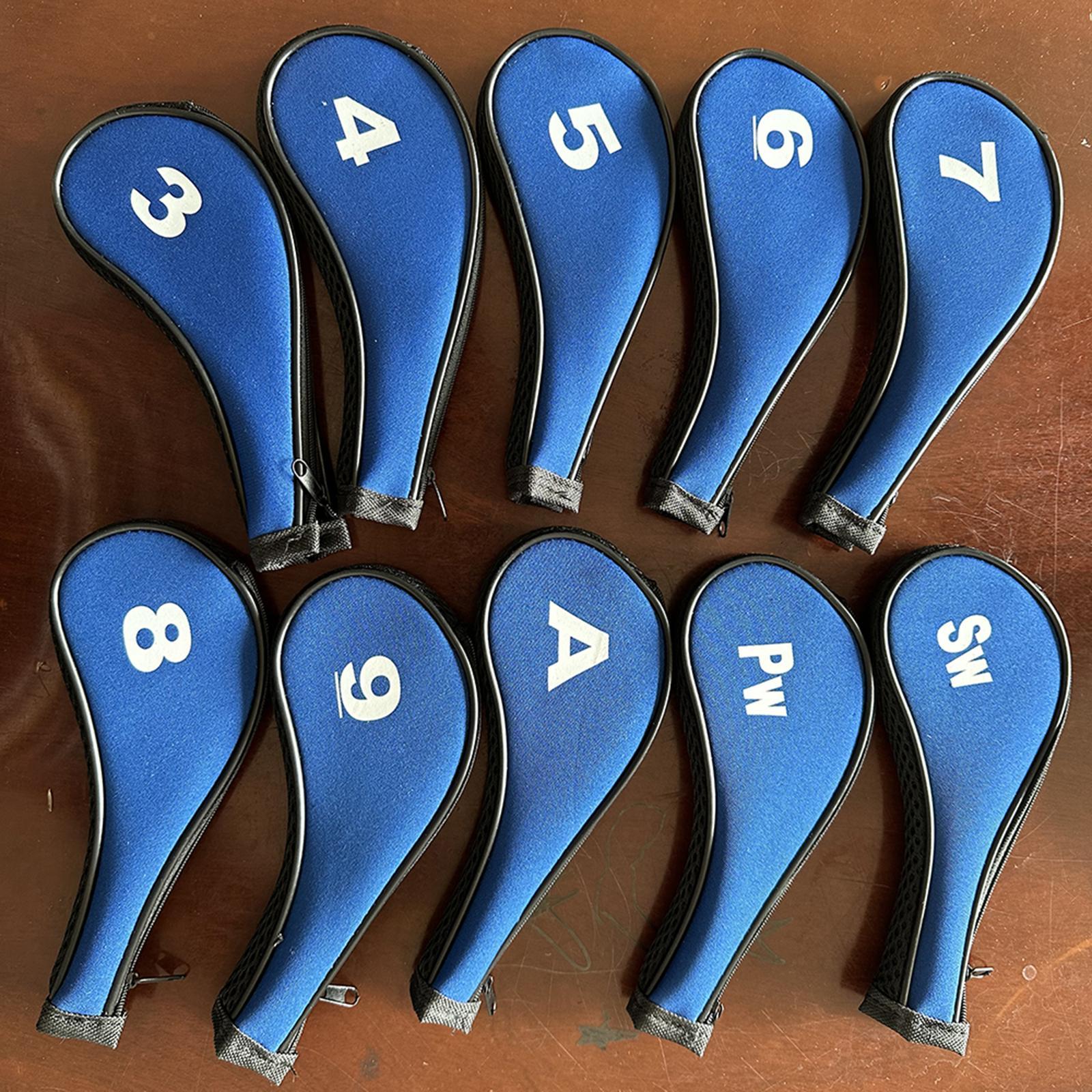 10Pcs Golf Iron Headcover Set Golf Club Head Cover Putter for Outdoor Sports