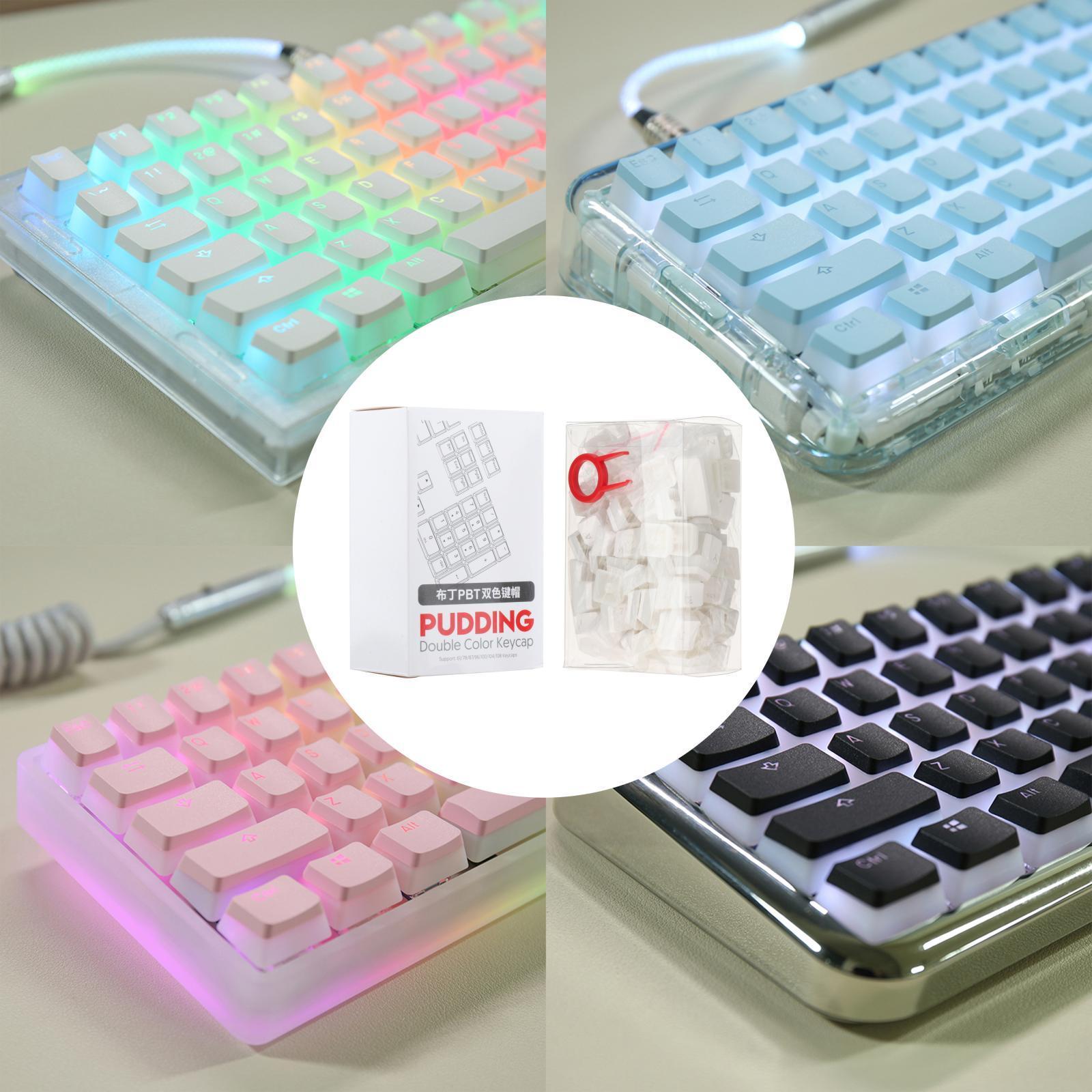 PBT Pudding Keycaps Translucent 108 Keys Keycap Set for Most Mechanical Keyboard PC Gaming