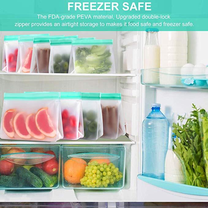 Reusable Slicone Food Storage Bags Easy Seal Ziplock Lunch Freezer Bag for Kid Fresh Food Containers Home Kitchen Organizer