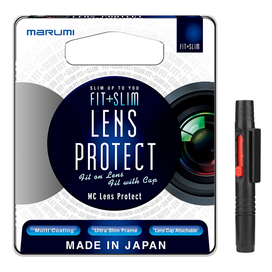 Combo Kính Lọc Filter Marumi Fit &amp; Slim Lens Protect 58mm + Bút Lau Lens - Hàng Nhập Khẩu