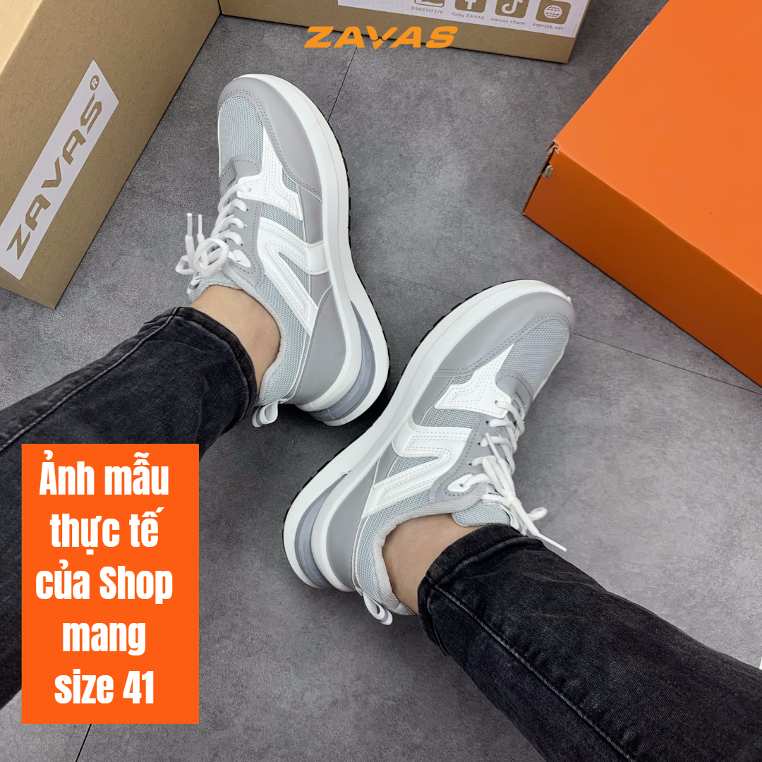 Giày thể thao sneaker nam ZAVAS thời trang đế cao 3cm lưới thoáng khí chạy bộ, đi chơi form giày gọn gàng êm chân - S422