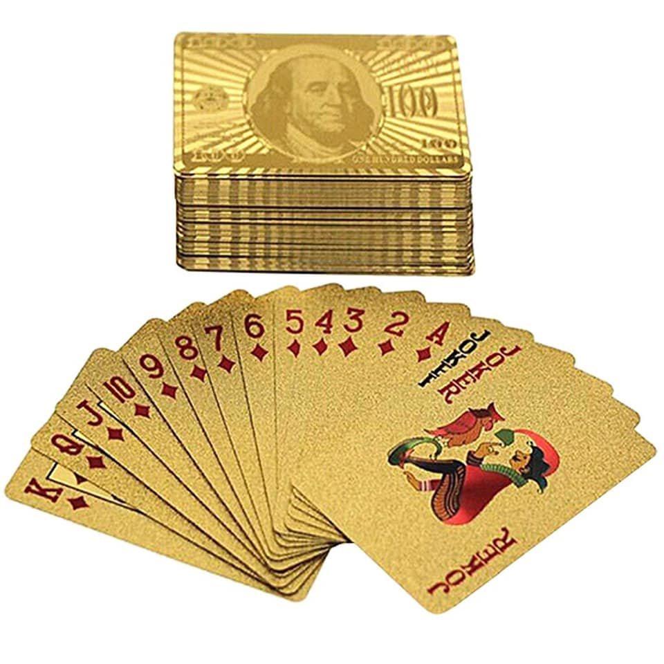 BỘ BÀI TÂY MẠ VÀNG 24K NHỰA CỨNG - BỘ TÚ LƠ KHƠ 52 CÂY TÀI LỘC MAY MẮN