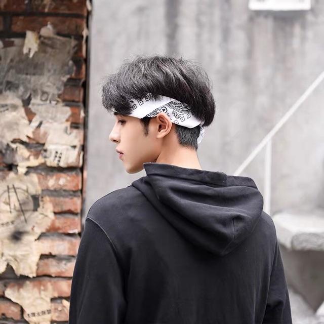 Khăn bandana nam in hoa văn vải cotton size 55x55cm - Khăn turban