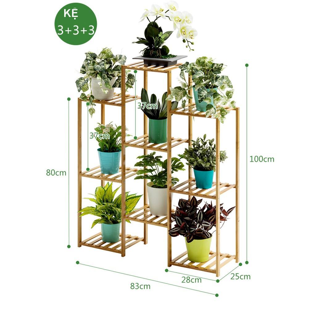 Kệ để chậu hoa trồng cây cảnh trang trí chất liệu gỗ tre để trong nhà ngoài trời sân vườn ban công phong cách Bắc Âu