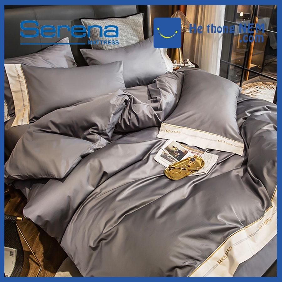 Bộ Chăn Ga Gối 5 Món Lụa Satin SERENA Cao Cấp Chăn Ga Gối Đệm Drap Giường Cao Cấp - Hệ Thống Nệm – Hệ Thống Nệm