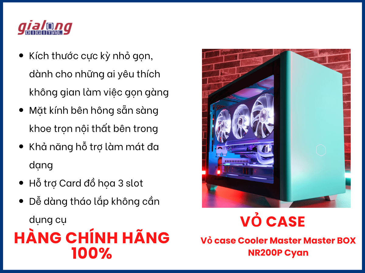 Vỏ case Cooler Master Master BOX NR200P Cyan - Hàng chính hãng