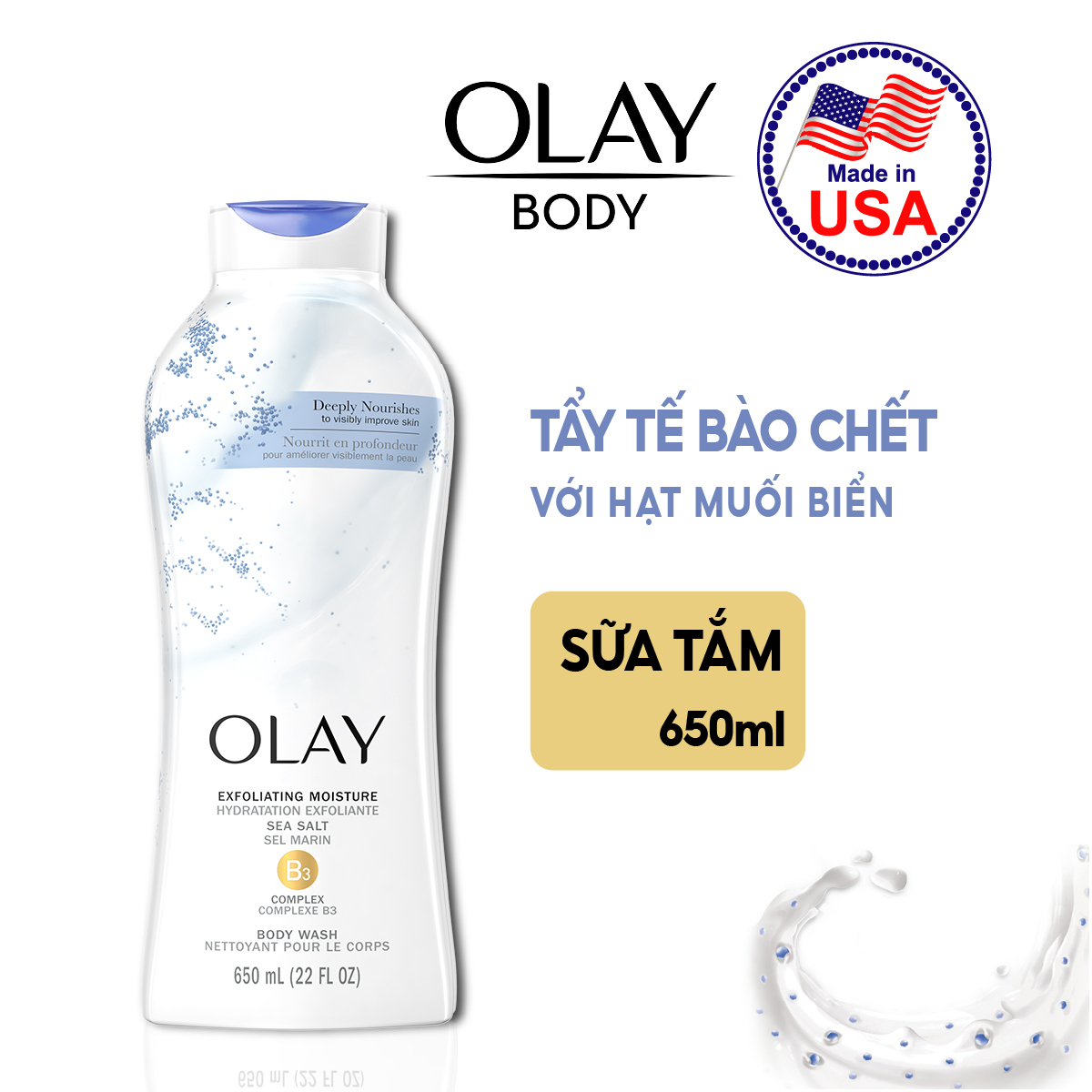 Combo 2 Sữa Tắm Dưỡng Ẩm OLAY Body Wash 650ml x2 Nhập Khẩu Mỹ Nhiều Mùi Hương