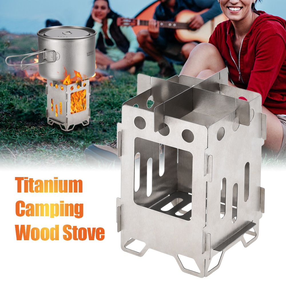 Lò Đốt Gỗ Bằng Titanium Nhẹ Có Thể Thu Gọn Cắm Trại Dã Ngoại Ngoài Trời