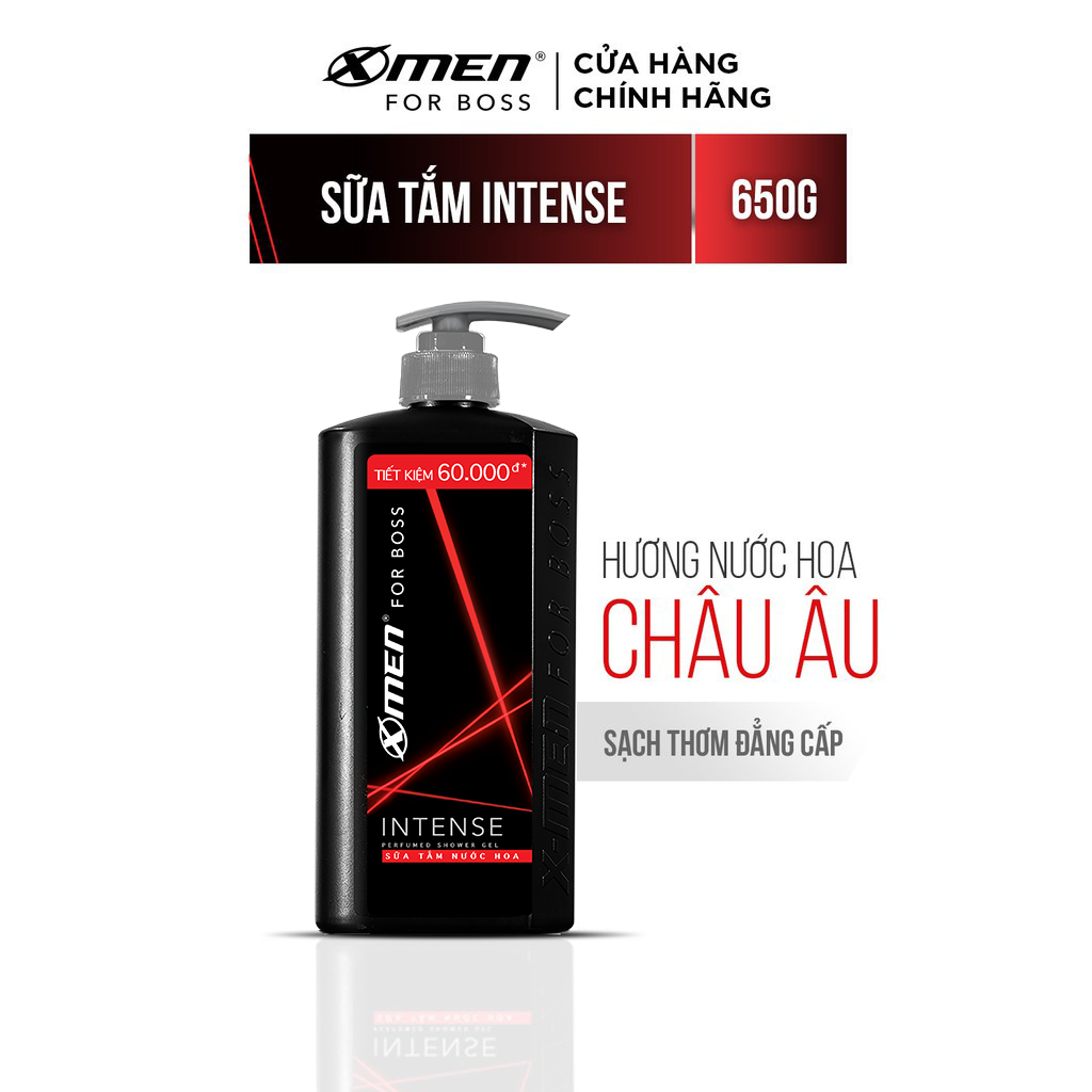 Sữa tắm nước hoa X-Men For Boss Intense 650g - Mùi hương trầm đầy nội lực