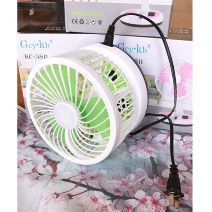 Quạt tích điện gấp gọn đa năng KC-5811 có đèn led siêu sáng,nhỏ gọn tiện dụng - King