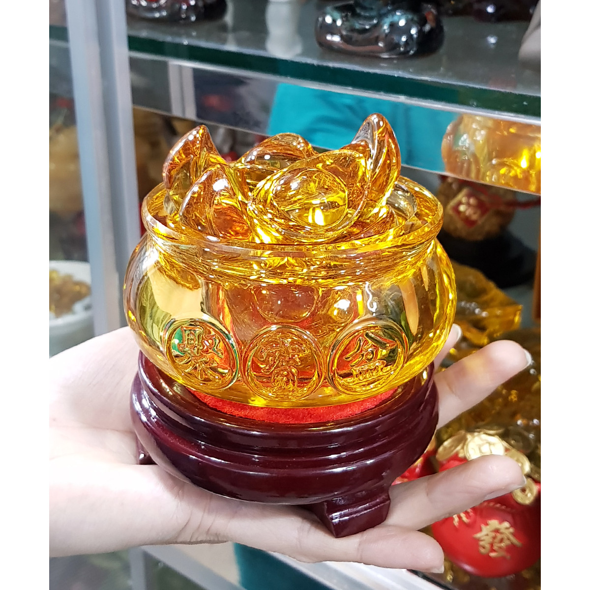 Combo Bát Tụ Bảo 10cm kèm 12 thỏi vàng 4cm Thần Tài may mắn