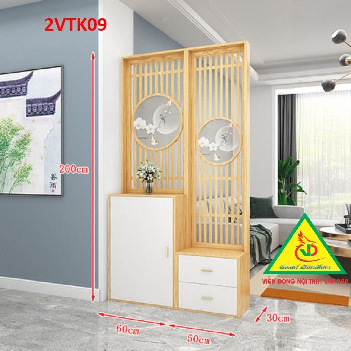 Tủ kệ trang trí kiêm vách ngăn phòng khách , nhà bếp 2VTK09- Nội thất lắp ráp Viendong Adv