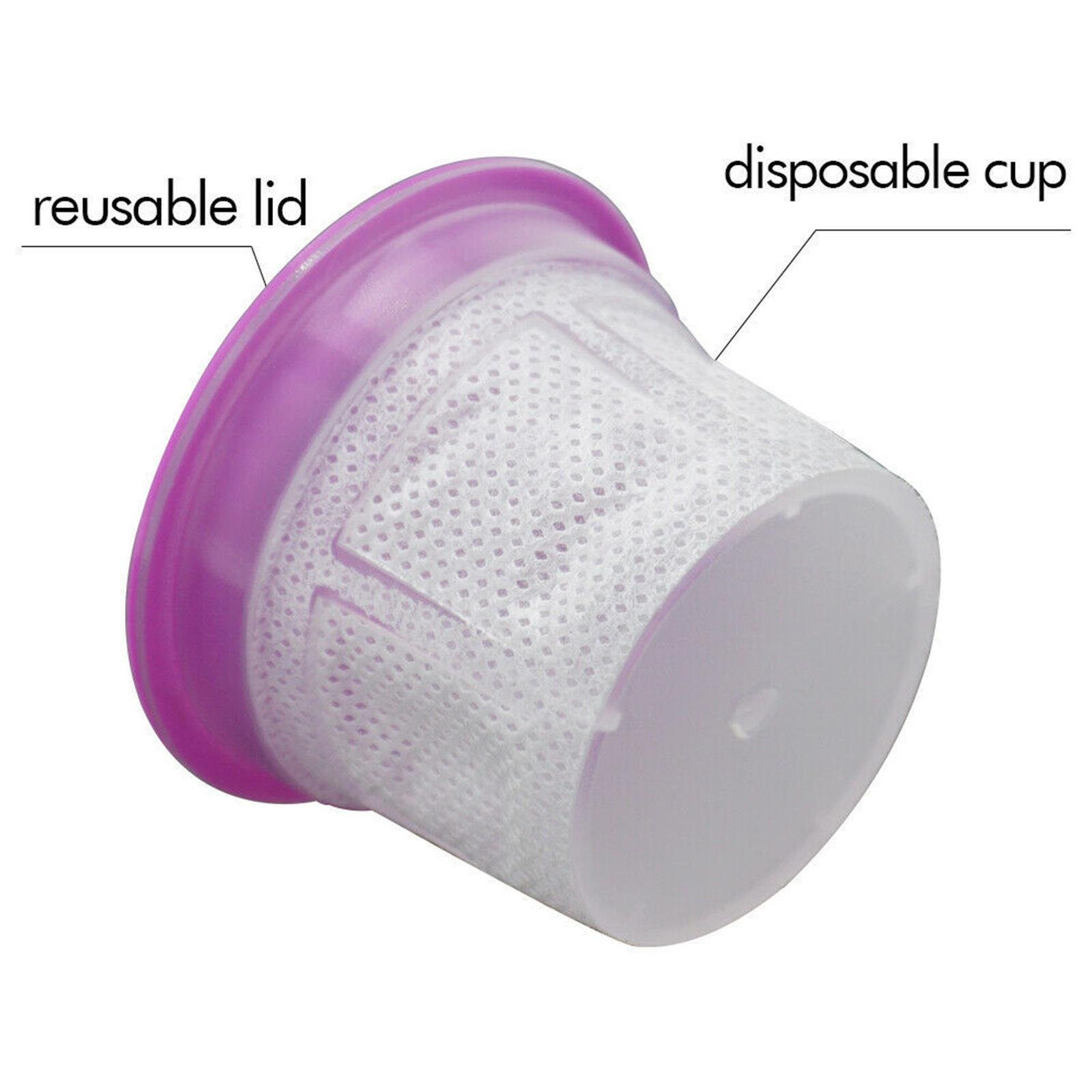 50x Coffee Filter Cups Acceesory Replacement with 5Pcs Lids for Kitchen Cafe