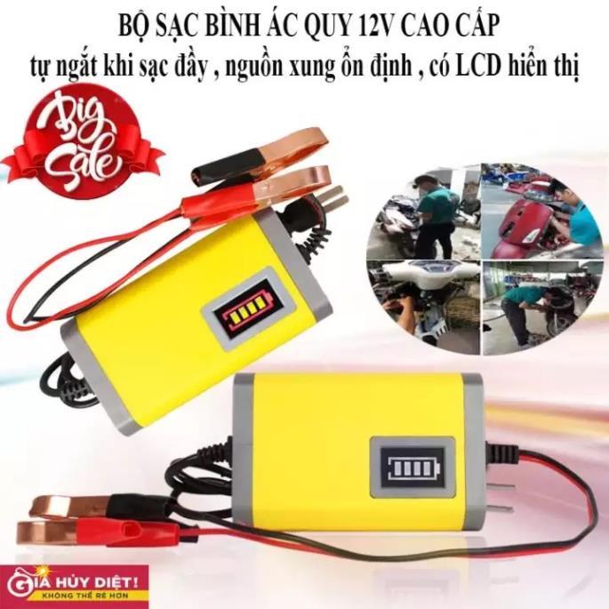 ̣̂ ̣ ̀ ̆́ tự động ngắt 12V 2Ah-20Ah sạc acquy xe máy, xe ô tô, có đèn led báo đầy