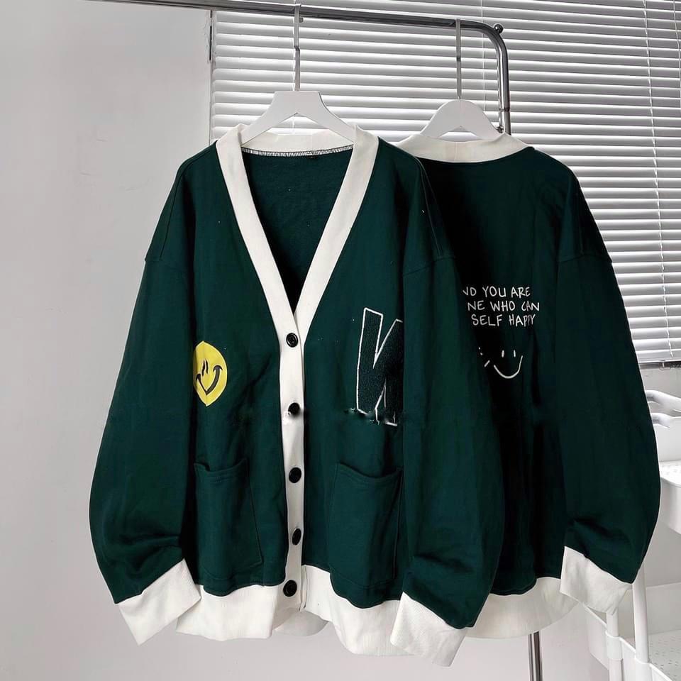 Áo Khoác Cardigan W Xanh Mặt Cười Ulzzang