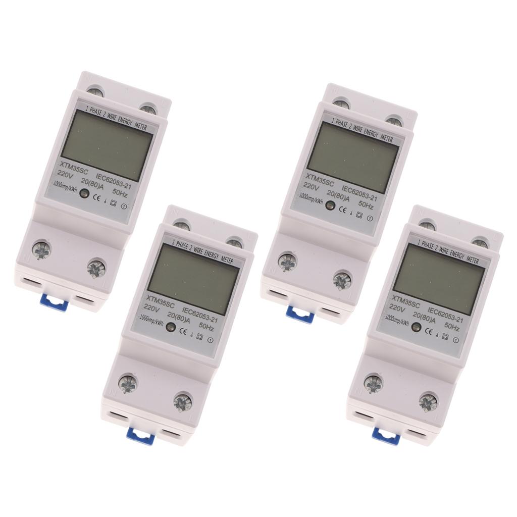 Phép Lạ Chiếu 4 20  220 V 50/60Hz DIN Đường Sắt KWH Watt Giờ Din-Đường Sắt Đồng Hồ Năng Lượng MÀN HÌNH LCD