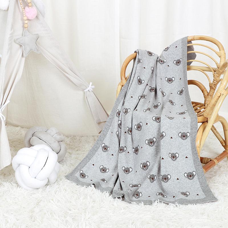 Chăn Cho Bé Hoạt Hình Dễ Thương Koala Trẻ Sơ Sinh Trẻ Em Sofa Kẻ Sọc Chăn Ga Gối Vỏ Chăn Cotton Đan Sơ Sinh Bé Gái Bé Trai Xe Đẩy Mềm Đầm Bọc